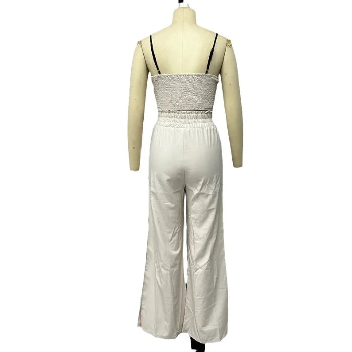 Two Piece Set for Woman 2025 Summer Casual Matching Sets Outfits Women's Sexy Tank Tops Elastic High Waist Wide Leg Pants Set