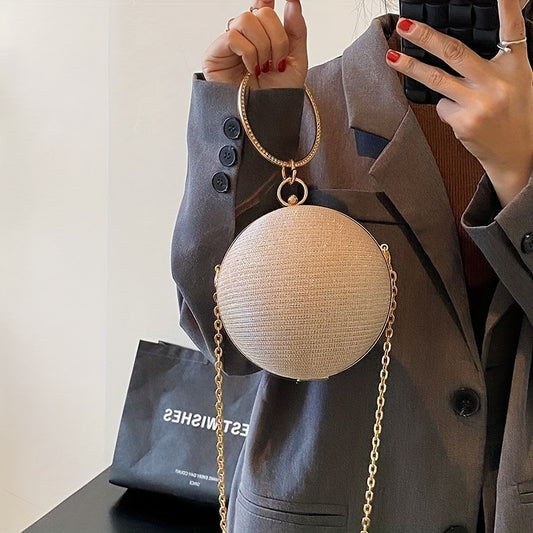Light Luxury Spherical Bag Fashionable Versatile Round Ball Handbag, Shiny Evening Clutch, Women'S Classic Party Tote for Carnival Music Festival
