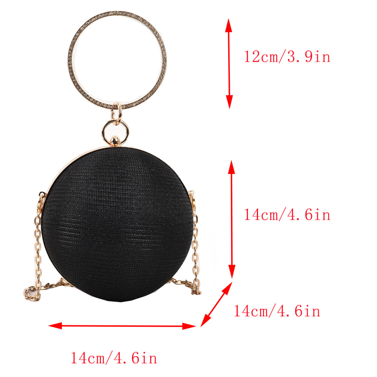 Light Luxury Spherical Bag Fashionable Versatile Round Ball Handbag, Shiny Evening Clutch, Women'S Classic Party Tote for Carnival Music Festival
