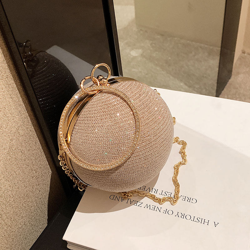 Light Luxury Spherical Bag Fashionable Versatile Round Ball Handbag, Shiny Evening Clutch, Women'S Classic Party Tote for Carnival Music Festival