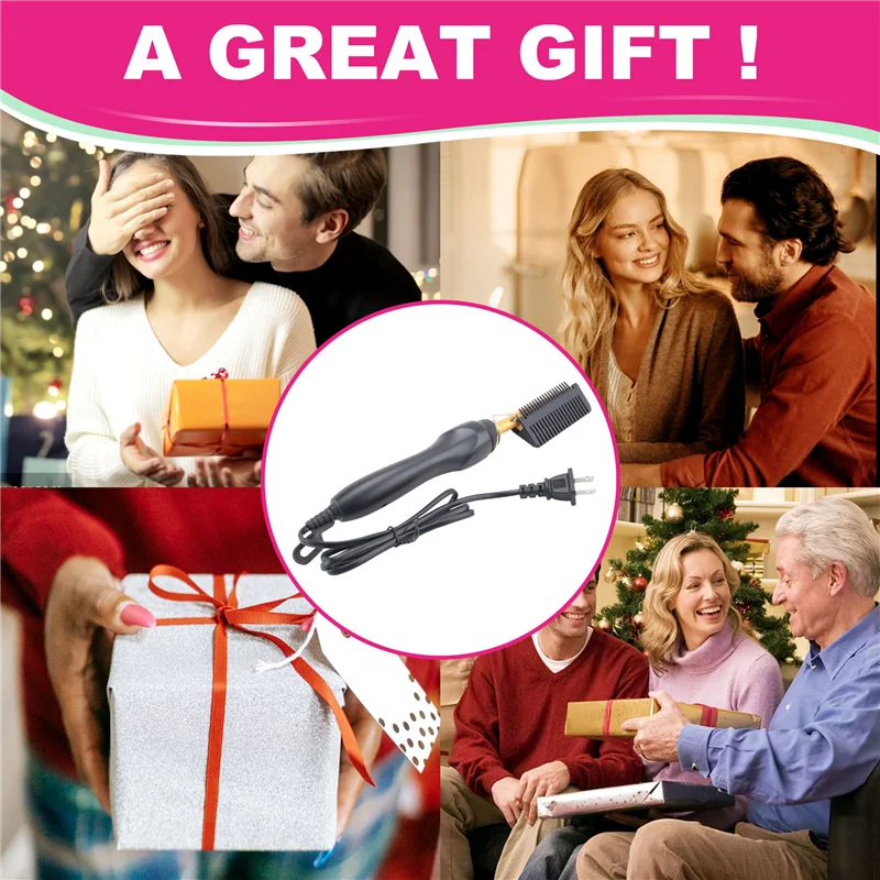 B06B-Hair Straightener Comb Wet&Dry Hair Straightener Curling Iron Household Electric Comb 3In1 Straight Curling Comb