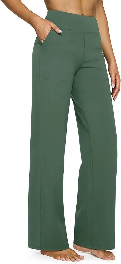 New Pantaloni Donna Autumn Winter New Casual High Waisted Straight Leg Pants For Womens Loose Pocket Yoga Sports Versatile Pants